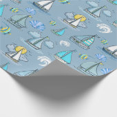 Graues Segelboot-Geschenkpapier Geschenkpapier (Ecke)
