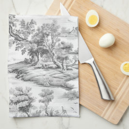 Graues Shabby Chic Hütte Stil Französisch Toile Geschirrtuch