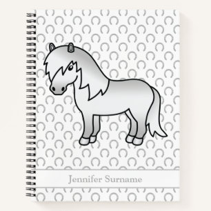 Graues Shetlandpony Cartoonpony & benutzerdefinier Notizblock