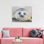 Graues Siegel Pup Leinwanddruck (Insitu (Wohnzimmer))