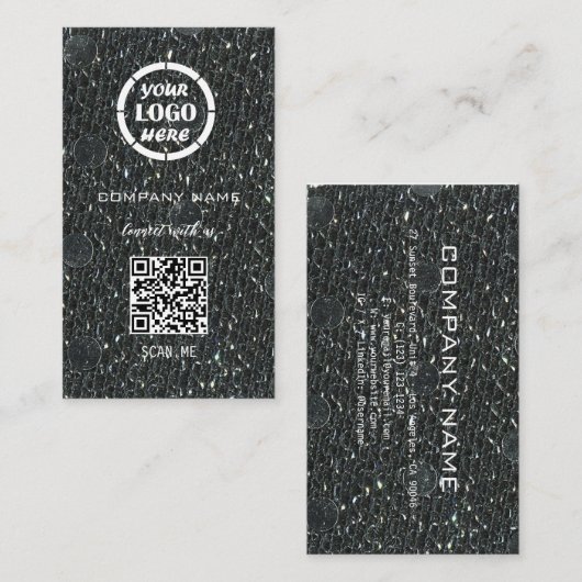 Graues Silber Berufliches Design Moderner QR Code Visitenkarte (Vorne/Hinten)