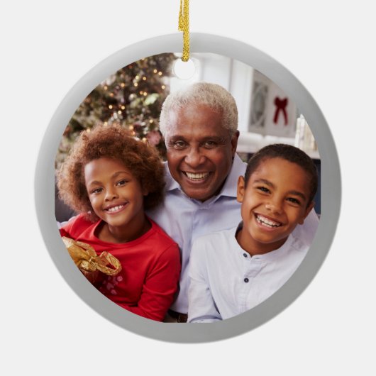 Graues Silber Foto Bestes je Großvater Keramik Ornament (Hinten)