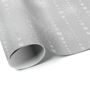 Graues Silber Stripes Tropfen-glänzenden Geschenkpapier