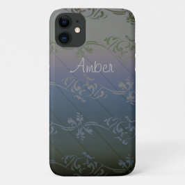Graues silberfarbenes Leaf-Muster Personalisiert Case-Mate iPhone Hülle