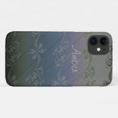 Graues silberfarbenes Leaf-Muster Personalisiert Case-Mate iPhone Hülle (Rückseite (Horizontal))