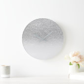 Graues silbernes Sparkl Ombre minimales Große Wanduhr (Zuhause)