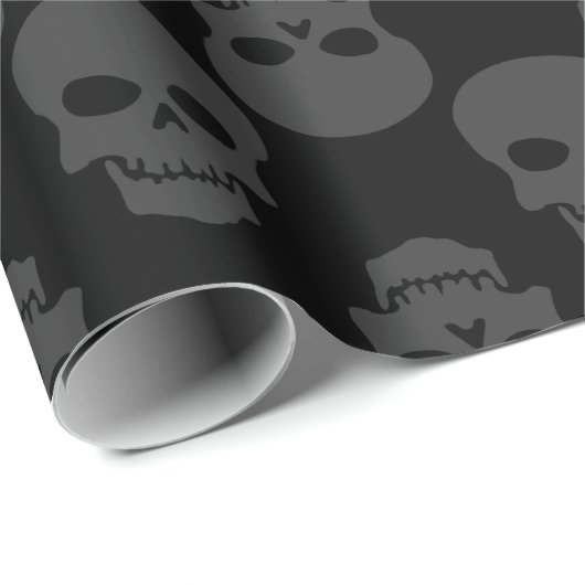 Graues Skelett, schwarz-graues Halbkugel Geschenkpapier (Rolleneckpunkt)