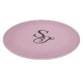 Graues Skript Anfangsmonogramm rosa Schneidebrett (Ecke)