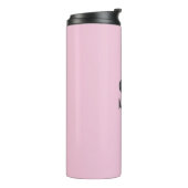 Graues Skript Anfangsmonogramm rosa Thermosbecher (Nach links gedreht)