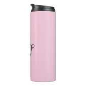 Graues Skript Anfangsmonogramm rosa Thermosbecher (Nach rechts gedreht)