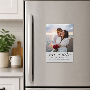 Graues Skript-Foto Save-the-Date Magneteinladung