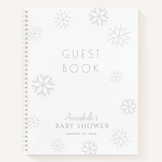 Graues Snowflake Baby Showbook Notizblock (Vorderseite)