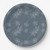 Graues Spinnennetz-Halloween-Party Pappteller (Vorderseite)