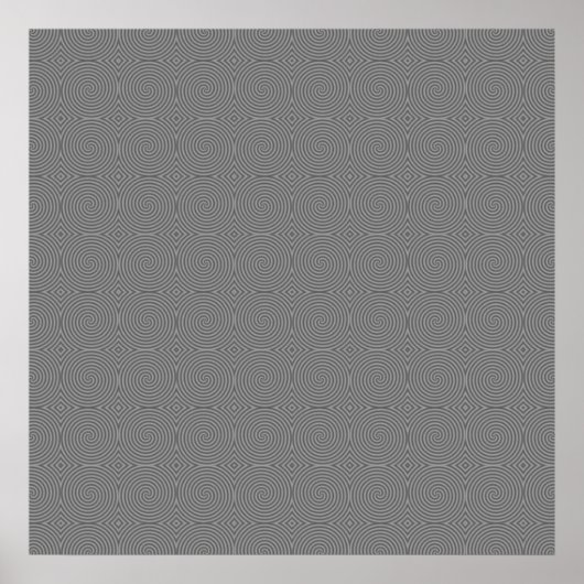 Graues Spiraldesign. Spaß, modernes Muster. Poster (Vorne)