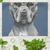 Graues Stalky Gruben-Stier-Hundezeichnen Geschirrtuch (Gefaltet)