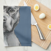 Graues Stalky Gruben-Stier-Hundezeichnen Geschirrtuch (Viertel Falte)