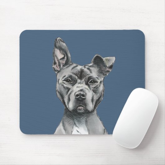 Graues Stalky Gruben-Stier-Hundezeichnen Mousepad (Mit Mouse)
