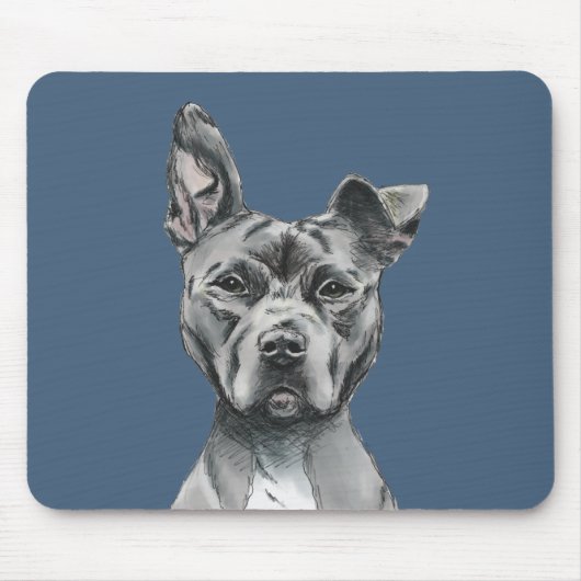 Graues Stalky Gruben-Stier-Hundezeichnen Mousepad (Vorne)