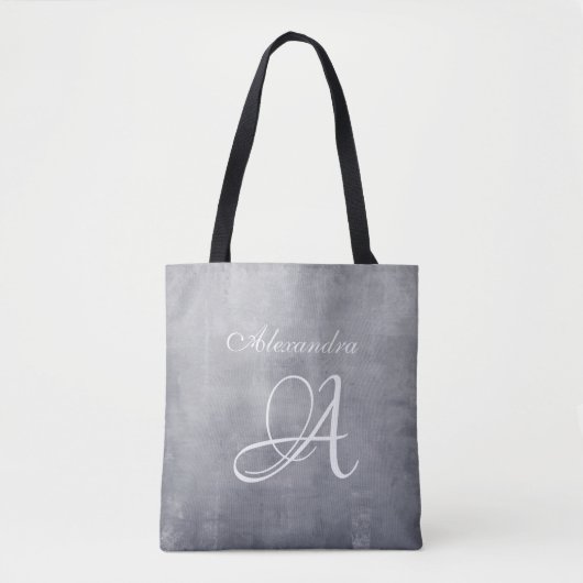 Graues stilvolles rustikales Monogramm Tasche (Vorderseite)