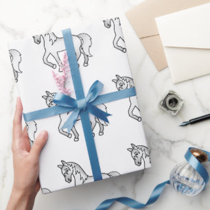 Graues süßes Cartoon-Trab Pferd Muster Geschenkpapier