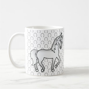 Graues süßes Cartoon-Trabpferd Kaffeetasse