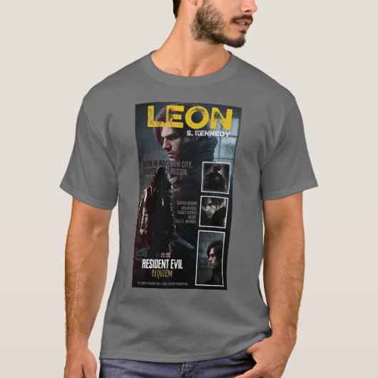 Graues T-Shirt mit halbem Ärmel mit Resident Evil  (Vorderseite)