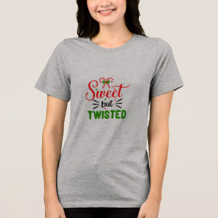 Graues T-Shirt mit halbem Ärmel süß aber verdreht Tri-Blend Shirt