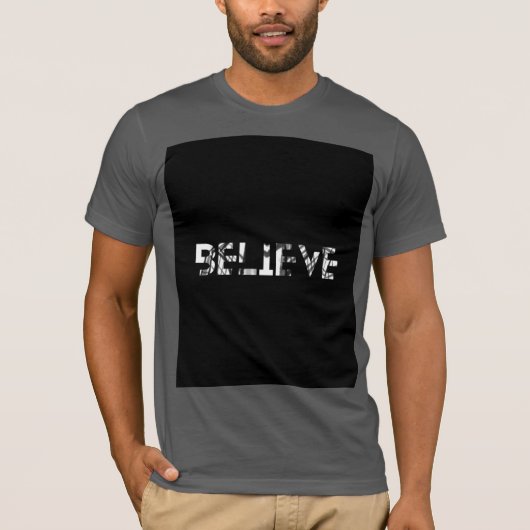 graues T-Shirt mit Titel glaube (Vorderseite)