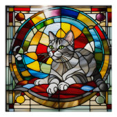 Graues Tabby-Hartglas Poster (Vorderseite)