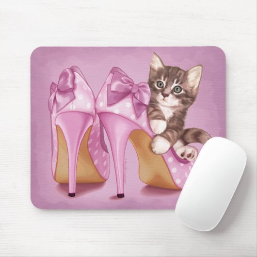 Graues Tabby-Kätzchen Mousepad (Mit Mouse)