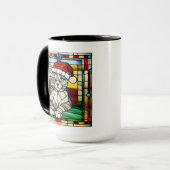Graues Tabby Weihnachtsglas Tasse (Vorderseite Links)