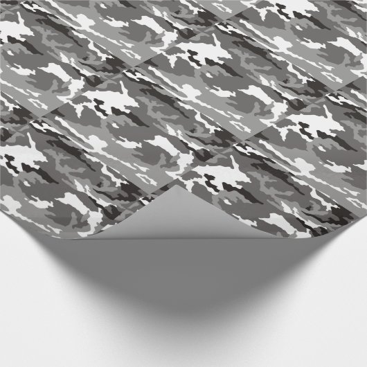 Graues Tarnmuster Geschenkpapier (Ecke)