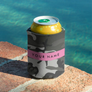 Graues Tarnmuster, Ihr Name, Personalisieren Dosenkühler