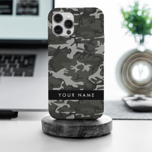 Graues Tarnmuster, Ihr Name, Personalisieren iPhone 15 Pro Max Hülle
