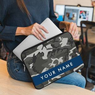 Graues Tarnmuster, Ihr Name, Personalisieren Laptopschutzhülle