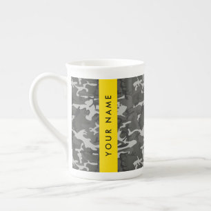 Graues Tarnmuster, Ihr Name, Personalisieren Porzellantasse