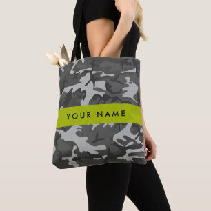Graues Tarnmuster, Ihr Name, Personalisieren Tasche