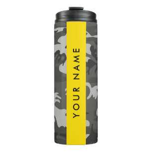 Graues Tarnmuster, Ihr Name, Personalisieren Thermosbecher