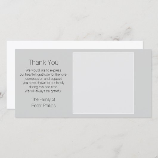 Graues Template Beileid Danke mit weißem Rand (Vorne/Hinten)