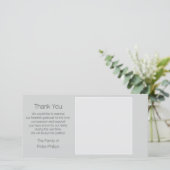 Graues Template Beileid Danke mit weißem Rand (Stehend Vorderseite)