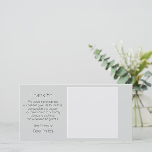 Graues Template Beileid Danke mit weißem Rand (Stehend Vorderseite)