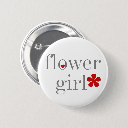 Graues Text-Blumen-Mädchen Button (Vorne & Hinten)