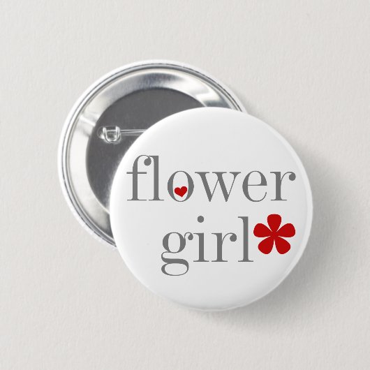 Graues Text-Blumen-Mädchen Button (Vorne & Hinten)