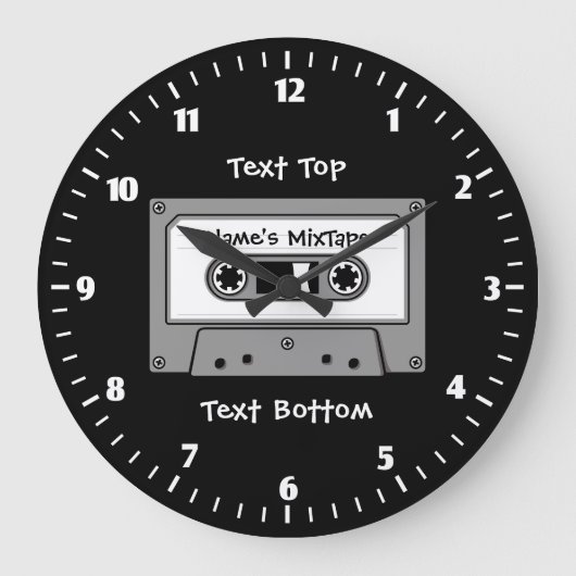 Graues Tonbandband Große Wanduhr (Vorderseite)