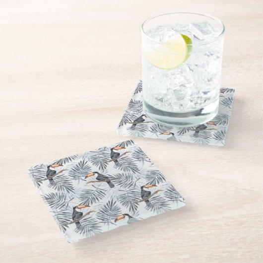 Graues Toucan Glasuntersetzer (Schrägansicht)