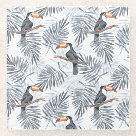 Graues Toucan Glasuntersetzer (Vorderseite)