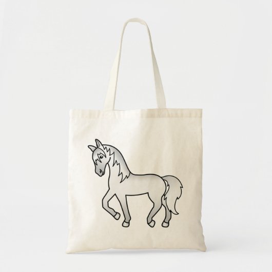 Graues Trotting Cartoon Zeichnend Pferd Tragetasche (Vorne)