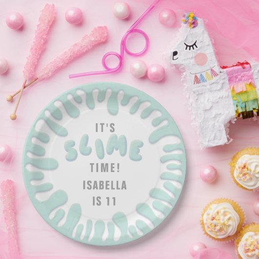 Graues türkisblaues Schleim-Party Pappteller (Party)