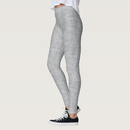 Graues Tweed-Leinenmuster  Leggings (Links)
