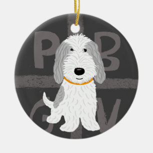 Graues u. weißes PBGV Keramikornament
